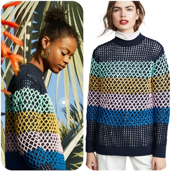 🍒NWT🍒 TIBI CROCHET OVERSIZED TUNIC PULLOVER - Picture 1 of 5